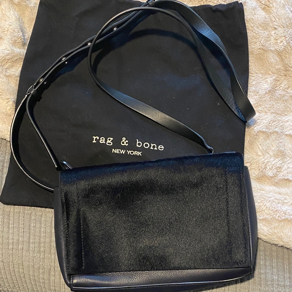 Rag and Bone navy and black haircalf aston mini crossbody. NWT